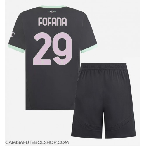 Camisa de time de futebol AC Milan Youssouf Fofana #29 Replicas 3º Equipamento Infantil 2024-25 Manga Curta (+ Calças curtas)